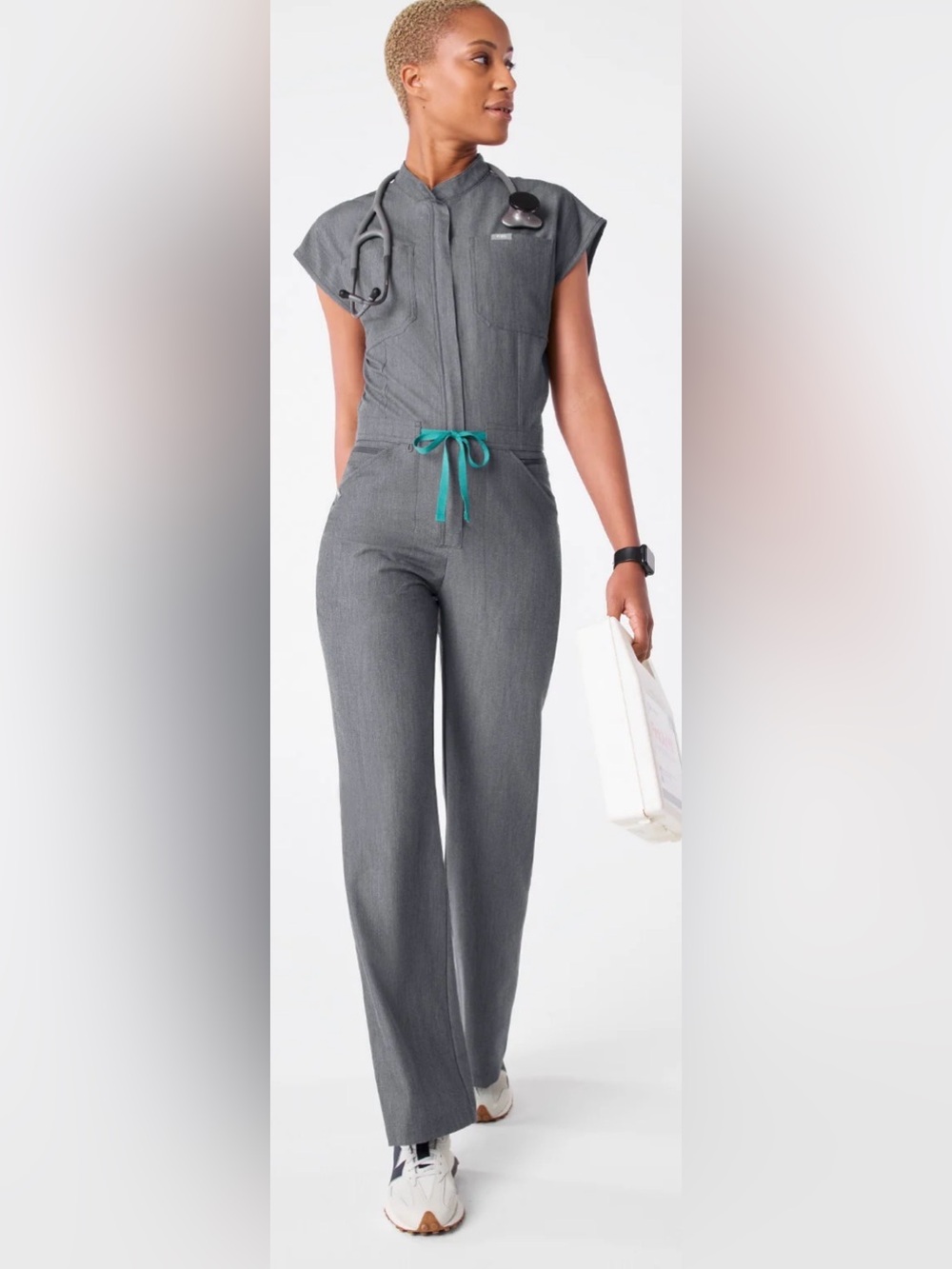 Figs Rafaela Cargo Wide-Leg Scrub Jumpsuit